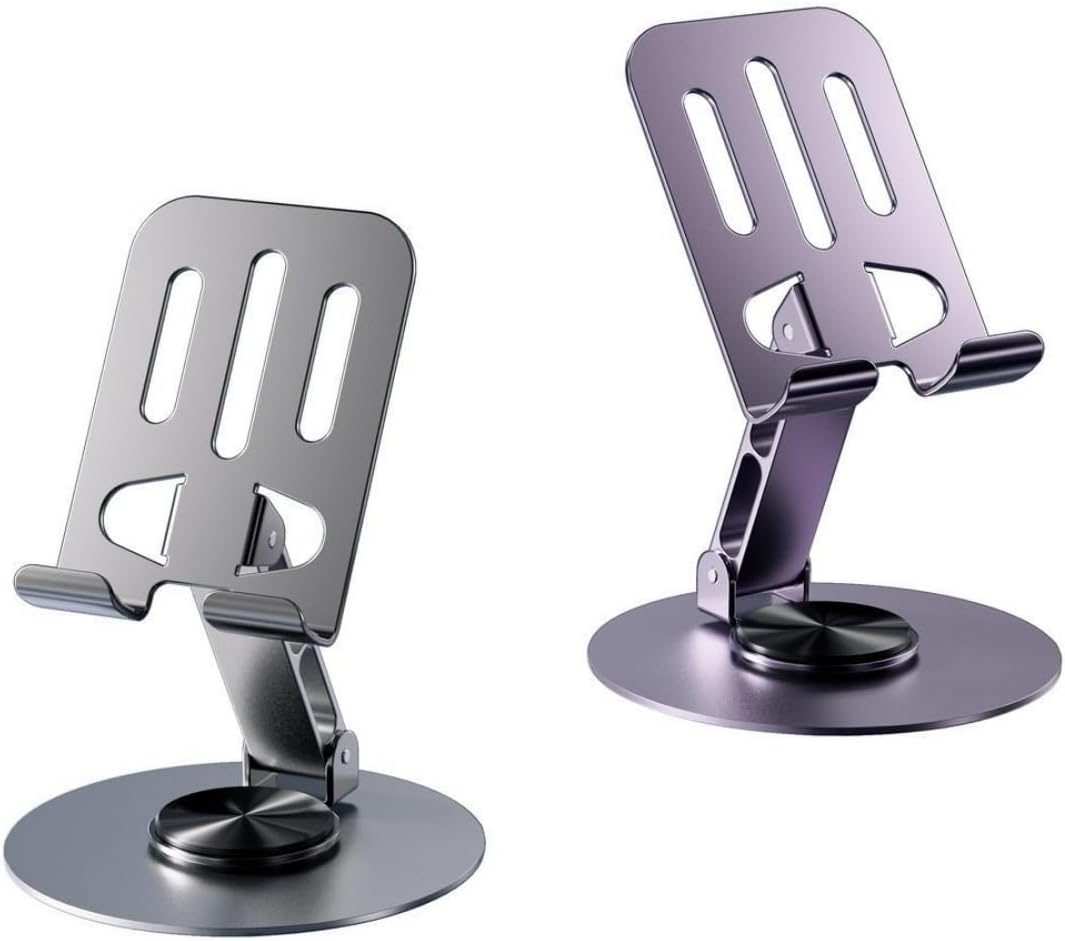 Metal Phone Stand, 720° Rotatable, Multi-Angle, Non-Slip, Fits All Phones